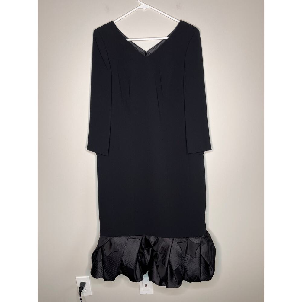 Lourdes Chavez Black Cocktail Event Formal Hoco Ruffle Bottom Old Money Dress XL